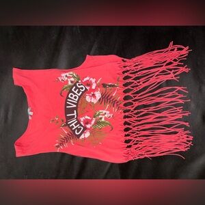 Charlotte Russe Coral Fringe Tank Top